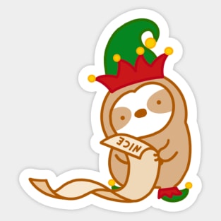 Cute Christmas Nice Elf Sloth Sticker